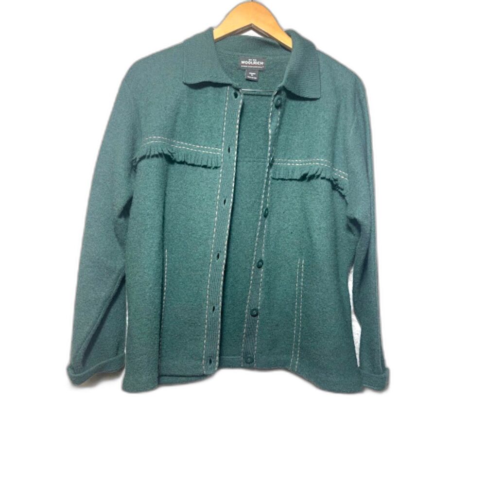 Woolrich Wool Jacket Size XL Teal Green Western Cowgirl Yellowstone Sweater coat